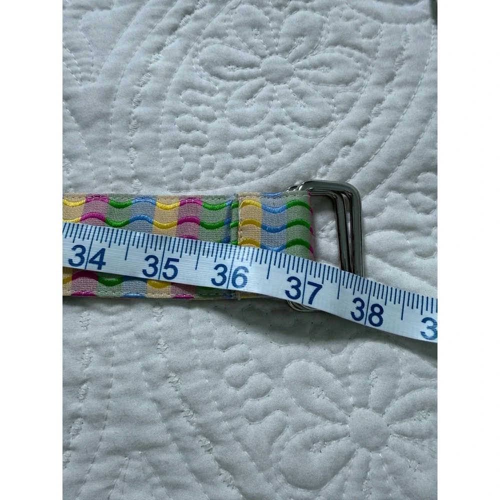J. McLaughlin D-Ring Belt‎ Womens Small Multicolor Woven Wavy Stripe Made in USA